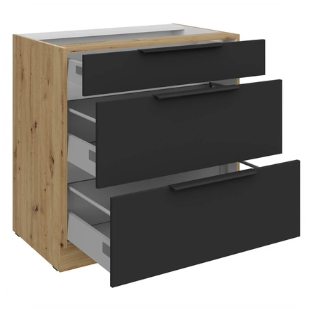 Szafka kuchenna stojąca z szufladami Alatri Ar 80 D 3S BB odporna na uszkodzenia wykończenie frontów w technologii anti fingerprint