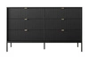 Komoda z szufladami Lovro 154 cm czarna nowoczesny design zachwyci miłośników wyrazistych wnętrz ryflowane fronty metalowe uchwyty