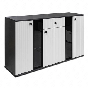 Komoda z szufladą Senja 140 cm matera / biała elegancki design ozdobny ryflowany front z metalowym uchwytem