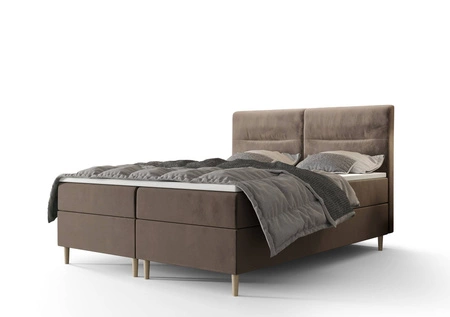 Łóżko kontynentalne Voltera 180x200 jasny brąz w nowoczesnym skandynawskim stylu z charakterystycznym wezgłowiem
