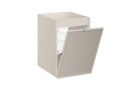 Szafka łazienkowa wisząca Bella 40 cm beżowa funkcjonalna szafka łazienkowa wyposażona w kosz na pranie elegancki frezowany front