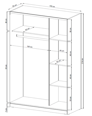 Szafa przesuwna Gaja 150 cm dąb sonoma nowoczesna szafa idealna do garderoby sypialni lub przedpokoju