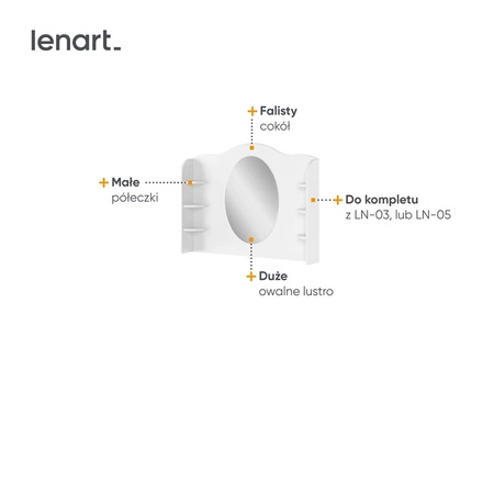 Nadstawka do biurka Luna 110 cm biała toaletka z półkami funkcjonalny dodatek do uporządkowania dziewczęcych drobiazgów