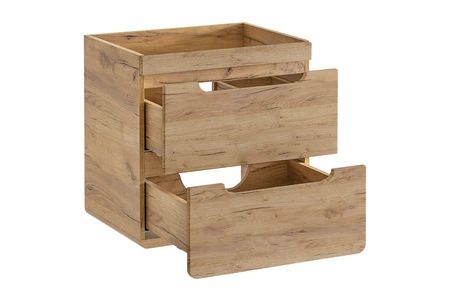 Szafka pod umywalkę Aruba 60 cm dąb craft złoty starannie wykonana szafka z szufladami odporna na wilgoć owalny kształt