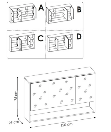 Zestaw mebli łazienkowych Borneo szary / dąb artisan modne szafki wiszące do łazienki o ciekawym wzornictwie niebanalna kolorystyka