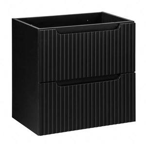 Szafka pod umywalkę Nova 60 cm czarna stylowe subtelne pionowe ryflowania podkreślają elegancję szafki z szufladami frezowane uchwyty