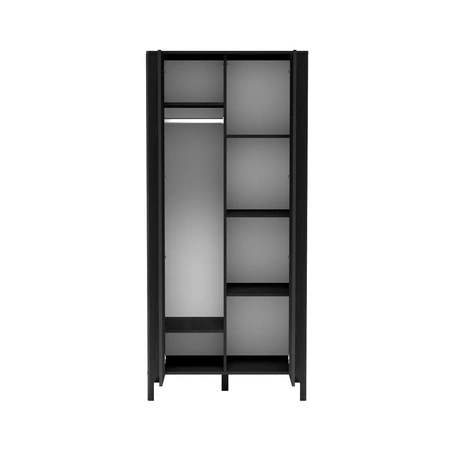 Szafa Malumi 90 cm czarna nowoczesny design wyrafinowany wzór w kształcie jodełki na drzwiach szafy wysoka podstawa push to open