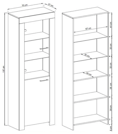 Witryna Neba 70 cm dąb riviera wysoka jakość oryginalna kolorystyka świetna propozycja do salonu lub pokoju dziennego