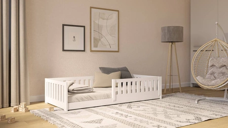 Łóżko drewniane Felipo 90x200 cm białe łóżko dziecięce z drewna sosnowego niska i stabilna konstrukcja zapewnia bezpieczeństwo