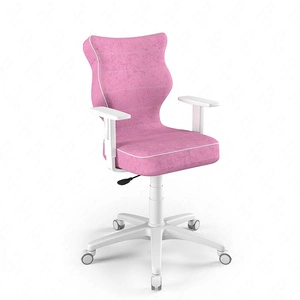 Krzesło do biurka Duo różowe idealne do wzrostu 146-176,5 cm profilowane siedzisko regulowane podłokietniki łatwo czyszcząca tkanina