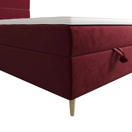 Łóżko kontynentalne Bing 90x200 bordowe w nowoczesnym skandynawskim stylu z tapicerowanym zagłówkiem łóżko z pojemnikiem