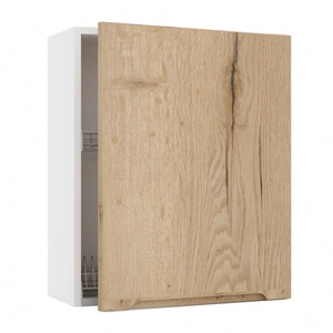 Szafka kuchenna wisząca z suszarką do naczyń Zova W60SU ALU biały / dąb halifax szafka odporna na działanie wilgoci frezowany uchwyt