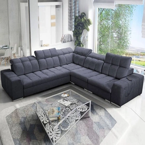 Narożnik z funkcją spania Luigi III grafitowy prawostronny komfortowy narożnik do salonu doskonały do codziennego wypoczynku