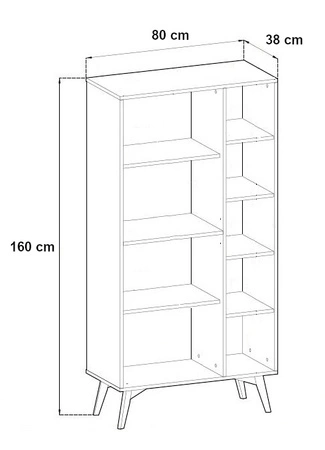 Regał Wald 80 cm beżowy / beż jodełka skandynawski design stabilne wysokie nogi regał z drzwiami do salonu gustowny wzór jodełki
