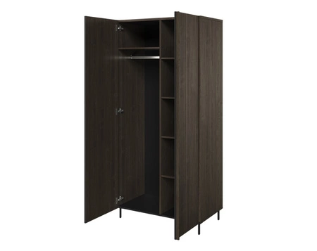 Szafa Piemonte 92 cm jesion portland / czarny stylowy design szafa do pokoju z dekoracyjnymi lamelami stabilne metalowe nogi