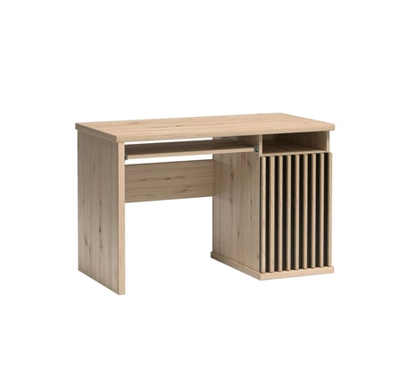 Biurko Cali 120 cm dąb artisan / czarny z szufladą nowoczesny design biurko ozdobione lamelami idealne do pokoju nastolatka lub gabinetu