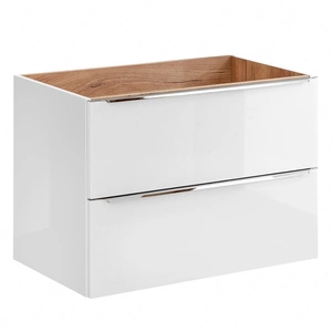 Szafka pod umywalkę Capri 80 cm biały połysk funkcjonalna szafka do łazienki gustowne uchwyty krawędziowe pojemne szuflady