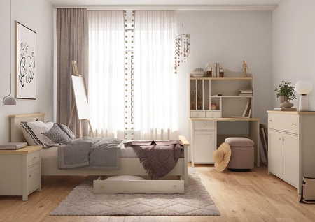 Szuflada do łóżka Story 90x200 cm beżowa szuflada na kółkach praktyczny i pojemny schowek