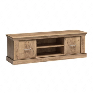 Szafka RTV Antica 162 cm dąb craft złoty stylowa szafka pod telewizor o rustykalnym charakterze metalowe srebrne uchwyty