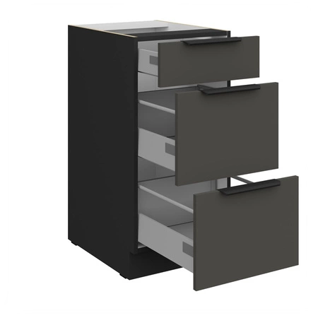 Szafka kuchenna stojąca z szufladami Aversa Bl 40 D 3S BB odporna na uszkodzenia wykończenie frontów w technologii anti fingerprint