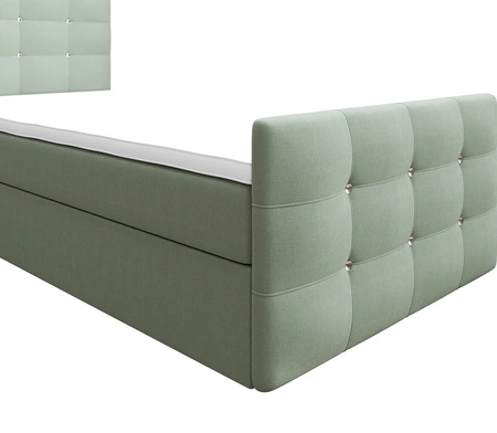 Łóżko kontynentalne Kansas 120x200 miętowe w nowoczesnym skandynawskim stylu z tapicerowanym zagłówkiem oraz zanóżkiem