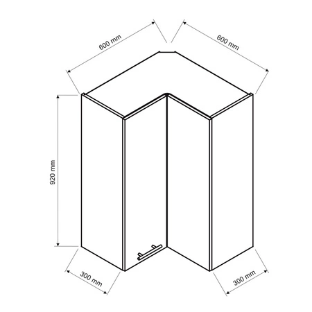 Szafka kuchenna narożna wisząca Zova 60x60 WRN/92 biały / jasny szary frezowane uchwyty szafka odporna na parę wodną i uszkodzenia