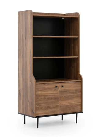 Regał Apallo 80 cm dąb brandy castello charakterystyczny design bryła osadzona na metalowej podstawie zaoblona linia korpusów