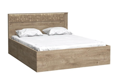 Łóżko Natural 160x200 cm dąb ribbeck stylowe łóżko z pojemnikiem na pościel designerski zagłówek wzbogacony o subtelne oświetlenie 