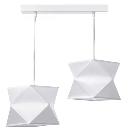 Lampa wisząca podwójna Quasar designerska lampa sufitowa do salonu z bawełnianym abażurem i metalową podstawą