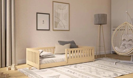 Łóżko drewniane Felipo 70x160 cm sosnowe łóżko dziecięce z drewna sosnowego niska i stabilna konstrukcja zapewnia bezpieczeństwo