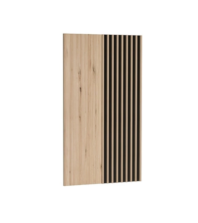 Panel ścienny dekoracyjny z lamelami Cali 80 cm dąb artisan / czarny nowoczesny design stylowe wykończenie salonu