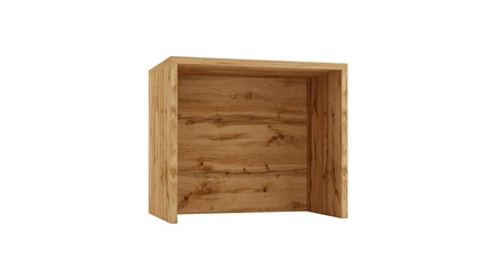 Wyspa kuchenna Adele 97 cm dąb złoty / biały funkcjonalny mebel kuchenny z szafkami odporny na działanie wilgoci metalowe uchwyty