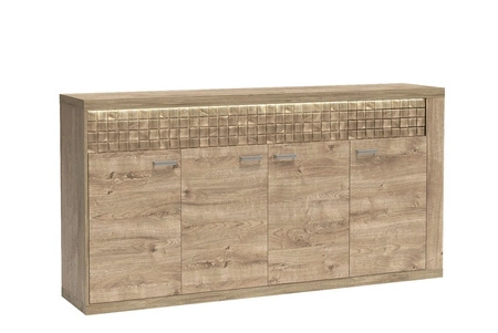 Komoda z szufladami Natural 192 cm dąb ribbeck naturalny i lekki design komody oświetlenie LED uwydatnia ozdobną drewniana listwę