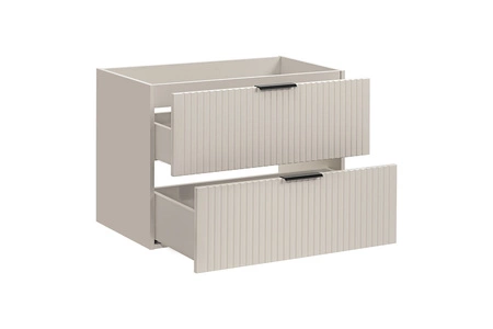 Szafka pod umywalkę Adeel 80 cm beżowa starannie wykonana szafka z szufladami odporna na działanie wilgoci ryflowane fronty