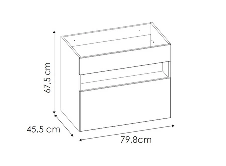 Szafka pod umywalkę Bahama 80 cm biały połysk / dąb wotan funkcjonalna szafka o prostym designie z subtelnym oświetleniem