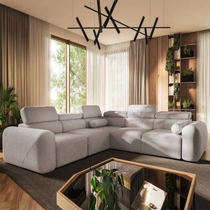 Narożnik z funkcją spania Cantare III kość słoniowa lewostronny komfortowy i stylowy narożnik do salonu dwa pojemniki na pościel