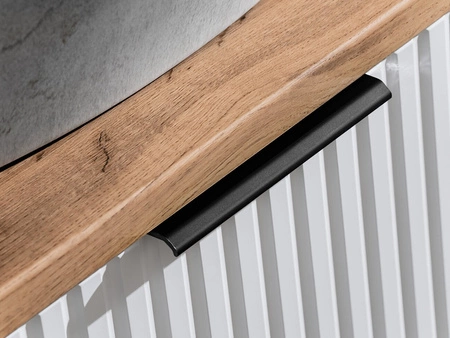 Szafka pod umywalkę Adeel 40 cm biała elegancka szafka do łazienki odporna na działanie wilgoci i uszkodzenia z ryflowanym frontem