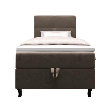 Łóżko kontynentalne Melba 100x200 jasny brąz w nowoczesnym skandynawskim stylu z tapicerowanym zagłówkiem łóżko z pojemnikiem