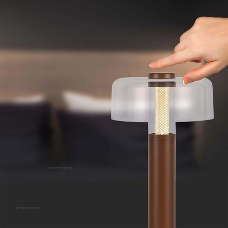 Lampka nocna Dapper brązowa 1W 3000K elegancka lampa o wielu zastosowaniach idealna do sypialni biura i salonu metalowa podstawa