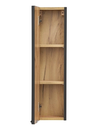 Szafka łazienkowa wisząca Capri 20 cm czarna stylowa szafka z półkami front wzbogacony metalowym uchwytem krawędziowym