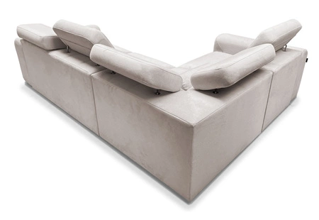 Narożnik z funkcją spania Cantare II beżowy lewostronny komfortowy narożnik do salonu o stylowym charakterze miękka tkanina