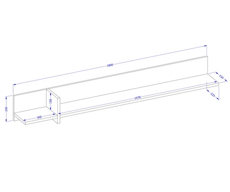 Półka Cross 180 cm zielona prosta forma w nowoczesnym wydaniu praktyczna półka na ścianę do salonu jadalni lub pokoju dziennego