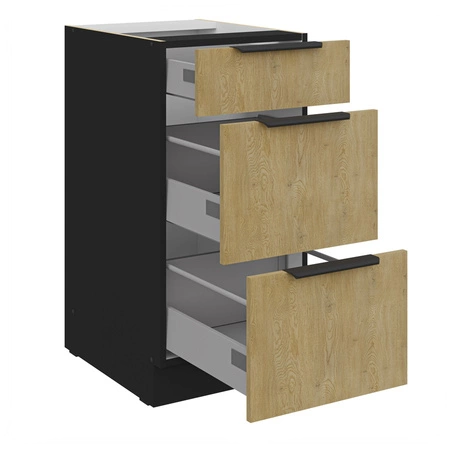 Szafka kuchenna stojąca z szufladami Crotone 40 D 3S BB metalowe uchwyty krawędziowe szafka odporna na działanie wilgoci i uszkodzenia