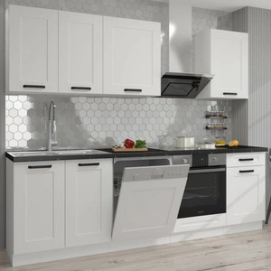 Zestaw mebli kuchennych Livio 250 cm szafki doskonale prezentują się we wnętrzach nowoczesnych oraz klasycznych