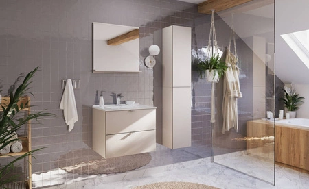 Szafka łazienkowa wisząca Dalia 30 cm beżowa nowoczesna szafka z półkami gładki front podkreśla elegancki styl mebla dbałość o detale