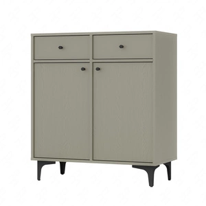 Komoda z szufladami Kioto I 84 cm eukaliptus idealna komoda do salonu lub sypialni w stylu nowoczesnym czarne metalowe dodatki