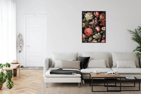 Plakat kolorowe kwiaty 70x100 plakat w ramie precyzyjny wydruk ze stylową grafiką doskonała dekoracja do salonu lub sypialni