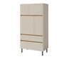 Regał Paguro 80 cm beż piaskowy / dąb olejowany elegancki design stabilne wysokie nogi regał z drzwiami oraz szufladami