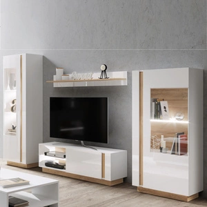 Meblościanka Adria biały połysk / dąb grandson nowoczesny design idealnie wkomponuje się do każdego wnętrza