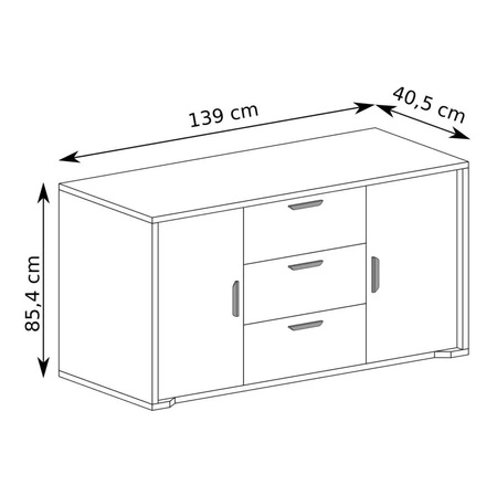 Komoda z szufladami Grand 139 cm dąb cremona nowoczesny design funkcjonalna komoda z zaoblonymi detalami idealna do salonu lub sypialni